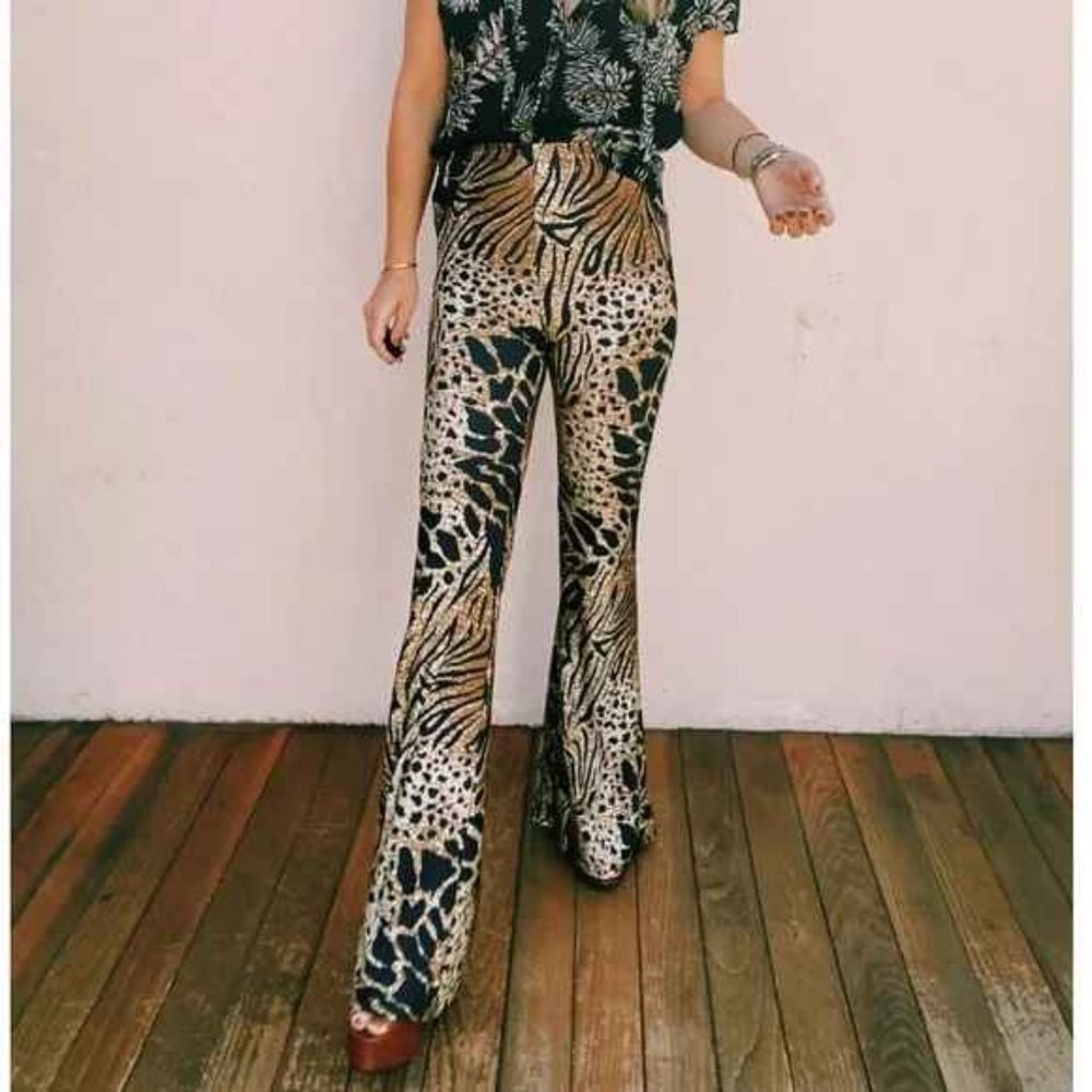 Free People x Novella Royale Janis Bells Budapest Flare Pants Animal